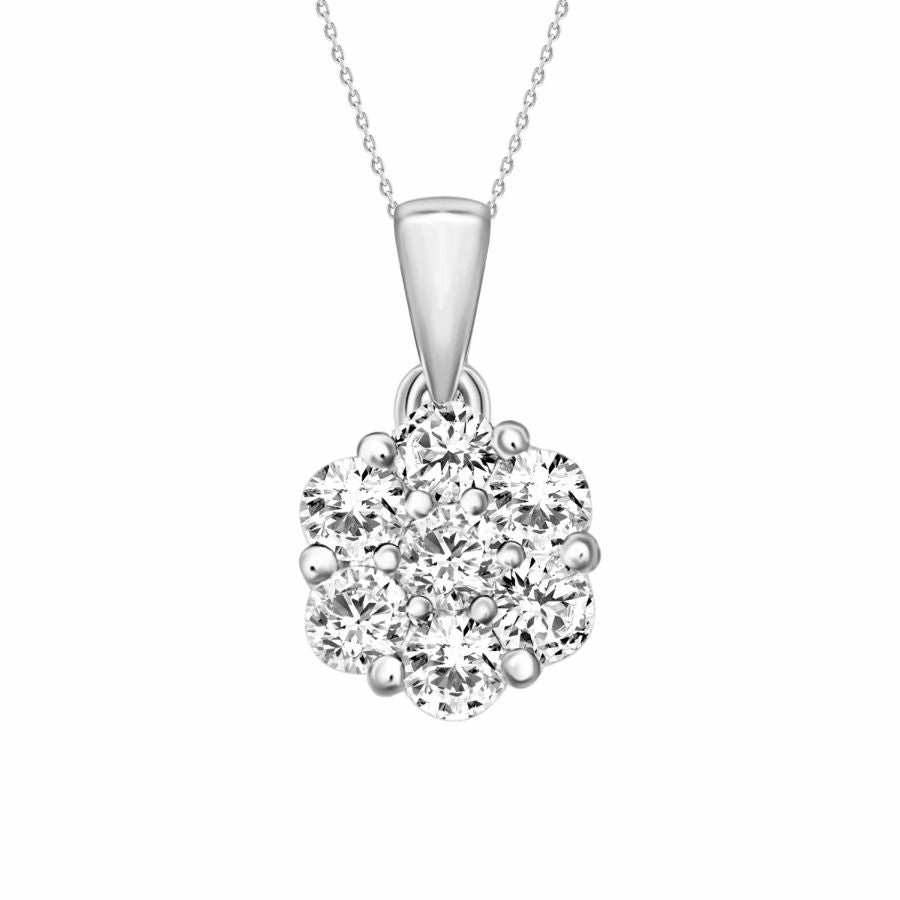 Shiny Gifts LADIES PENDANT WITH CHAIN 0.15CT ROUND DIAMOND 10K WHITE GOLD