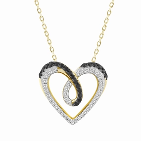 Shimmering Accent Allure Edge LADIES PENDANT WITH CHAIN 0.25CT ROUND/BLACK DIAMOND 14K YELLOW GOLD