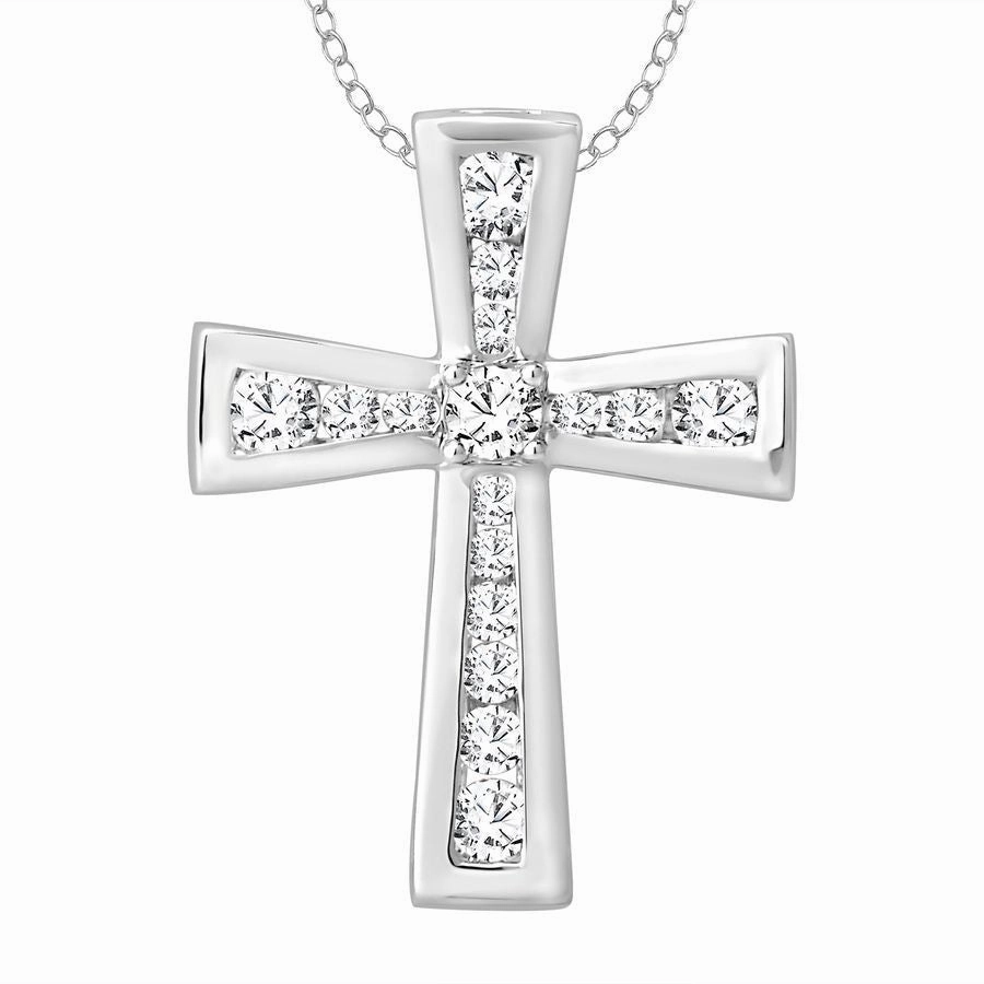 Highlight Feature LADIES PENDANT WITH CHAIN 0.25CT ROUND DIAMOND 10K WHITE GOLD