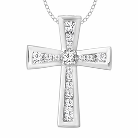 Highlight Feature LADIES PENDANT WITH CHAIN 0.25CT ROUND DIAMOND 10K WHITE GOLD