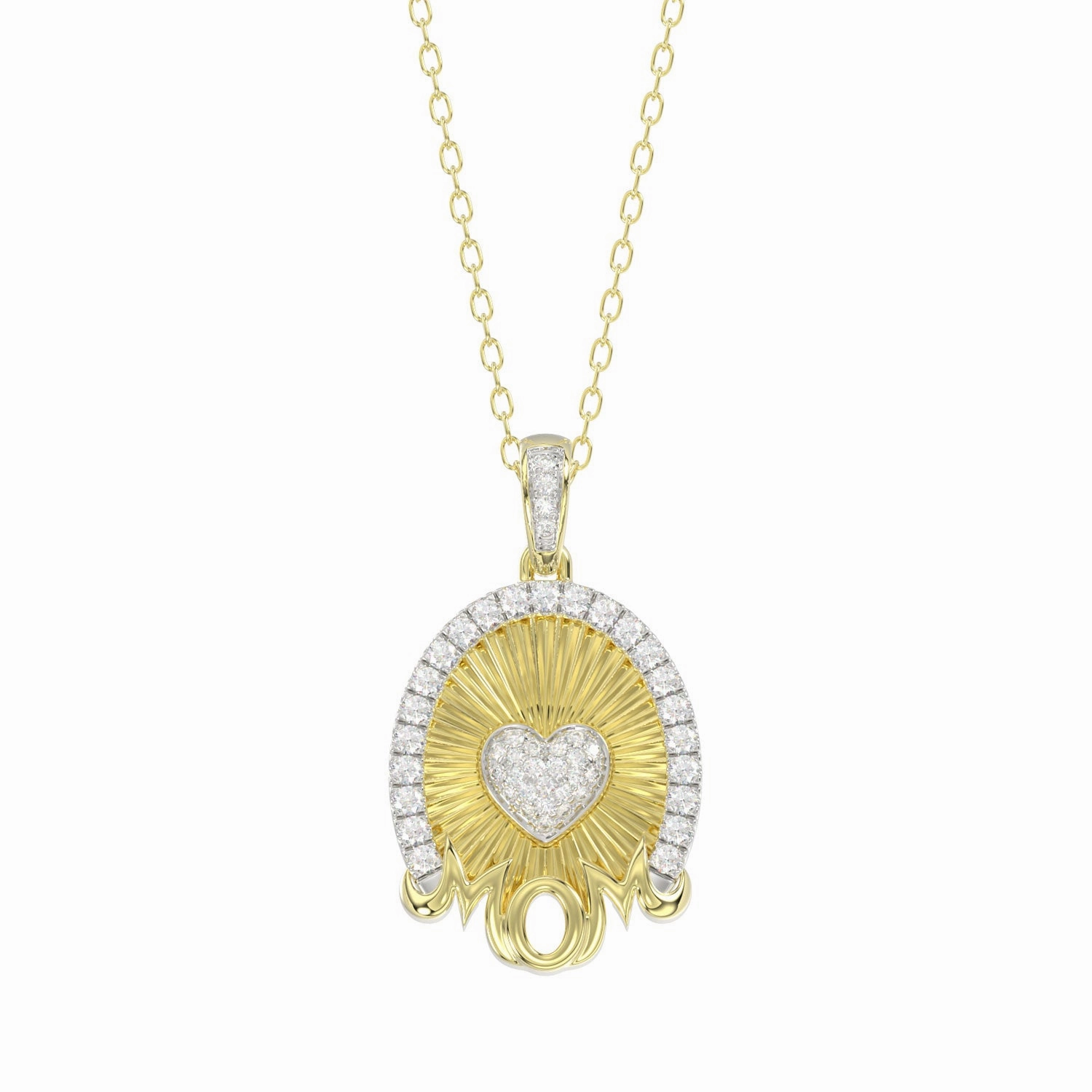 LADIES PENDANT WITH CHAIN 0.25CT ROUND DIAMOND 14K YELLOW GOLD Simple Touch Style Pop
