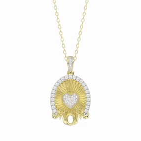 LADIES PENDANT WITH CHAIN 0.25CT ROUND DIAMOND 14K YELLOW GOLD Simple Touch Style Pop