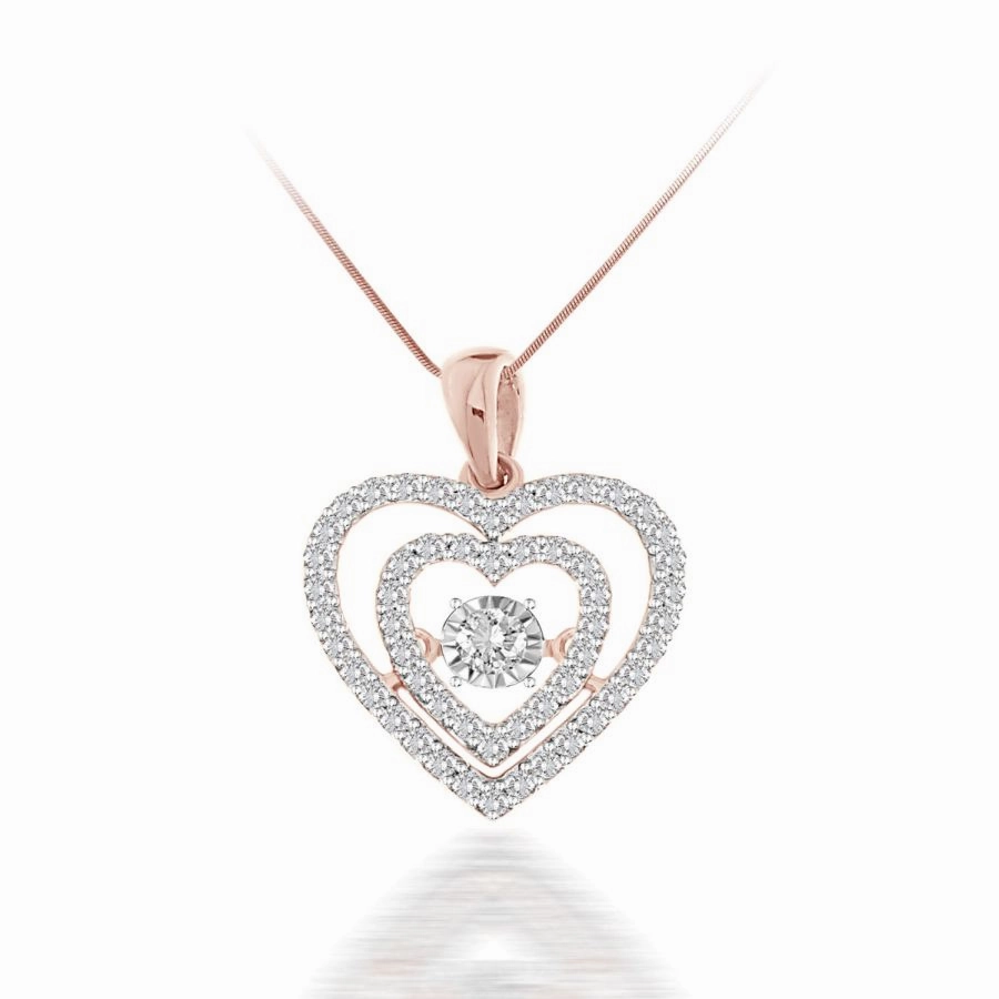 LADIES PENDANT WITH CHAIN 0.35CT ROUND/DARK BROWN 10K ROSE GOLD Delicate Spark