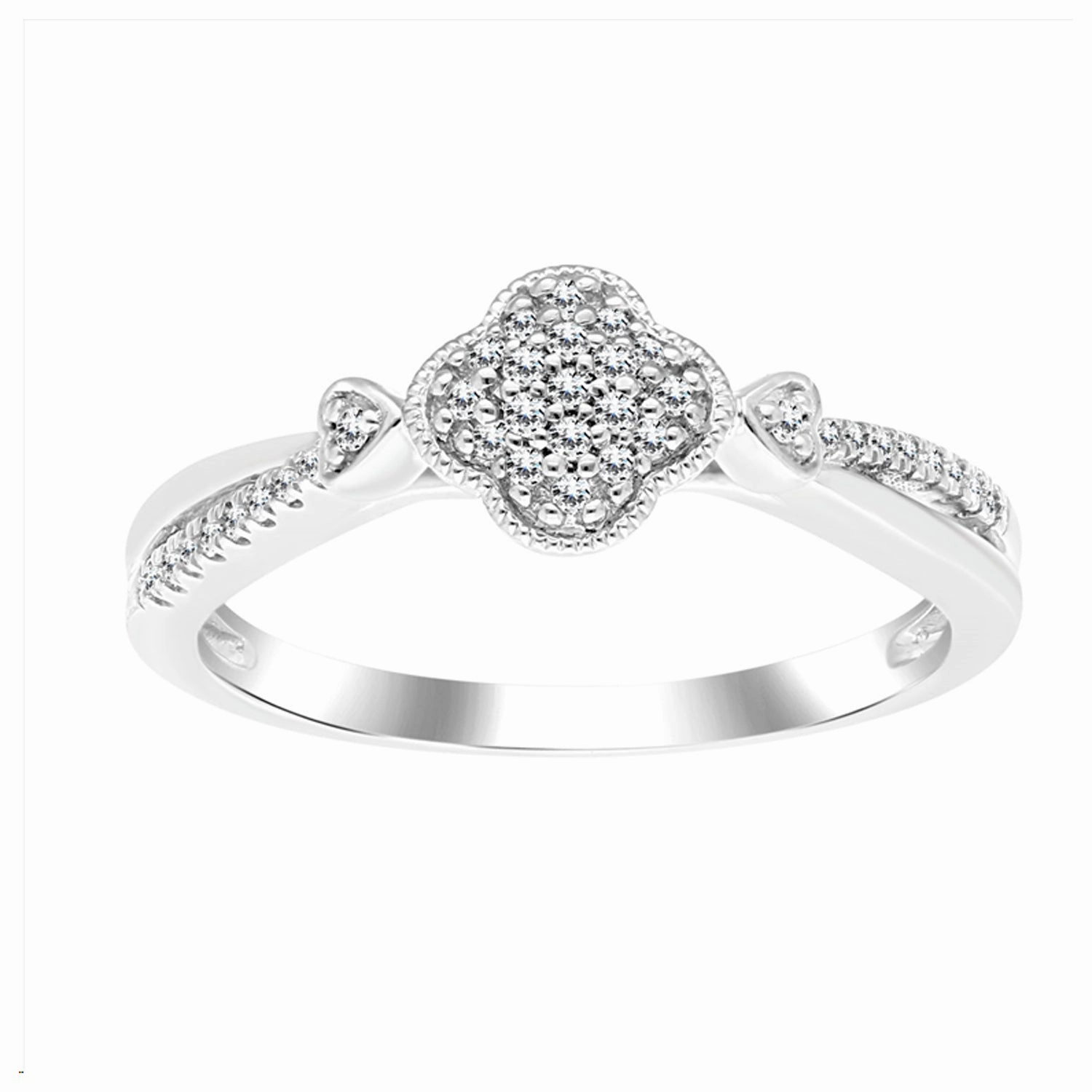 Structured Accent LADIES RING 0.15CT ROUND DIAMOND 14K WHITE GOLD