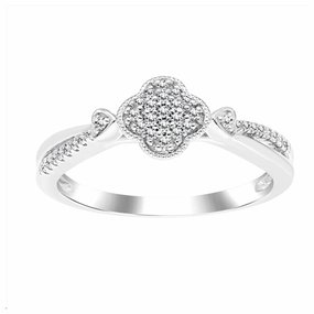 Structured Accent LADIES RING 0.15CT ROUND DIAMOND 14K WHITE GOLD