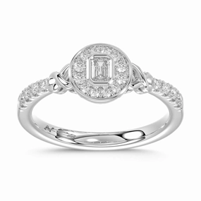 Perfect Accent LADIES RING 0.33CT ROUND/EMERALD DIAMOND 14K WHITE GOLD