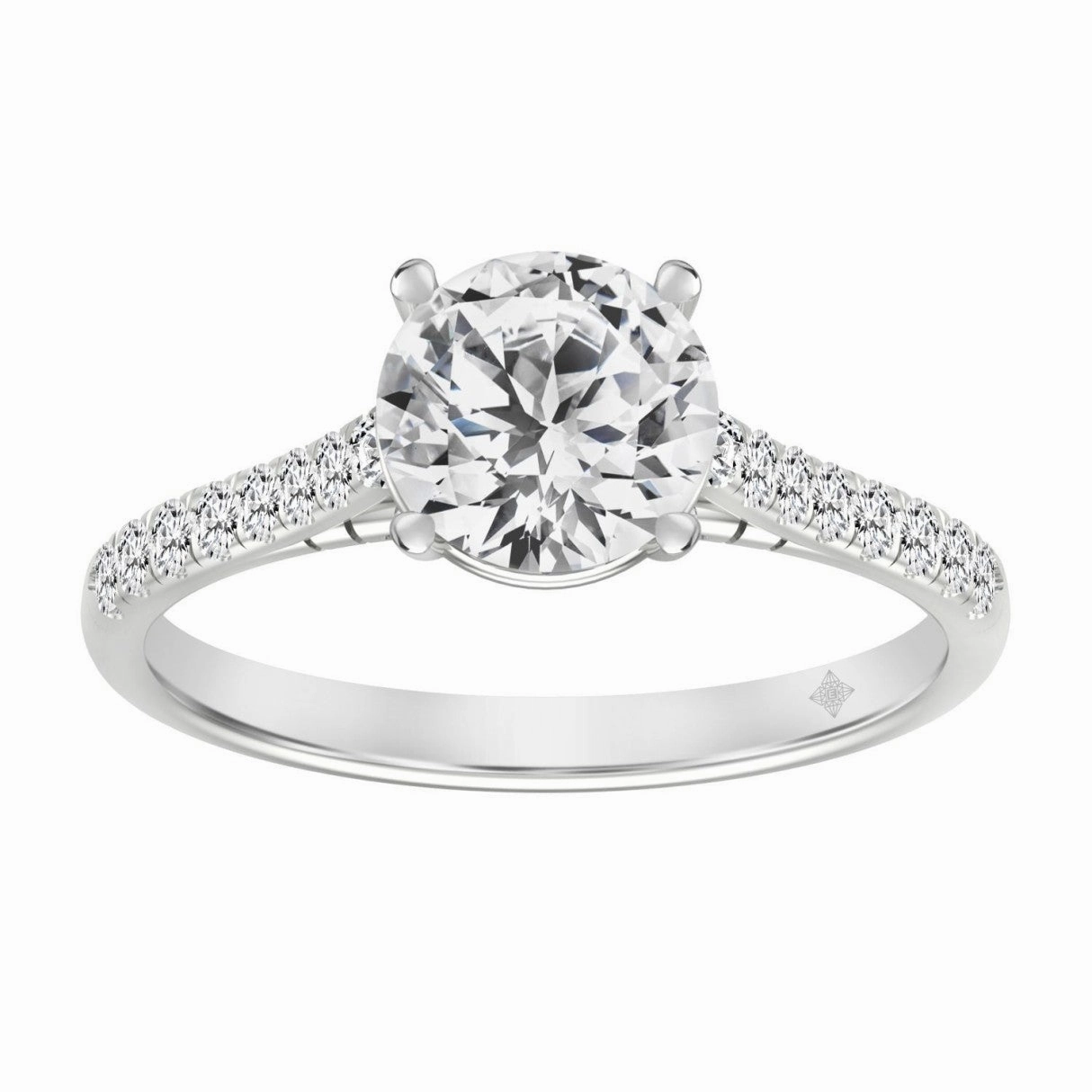LADIES RING 1 3/4CT ROUND DIAMOND 14K WHITE GOLD (CENTER STONE ROUND DIAMOND 1 1/2CT ) Daily Fit