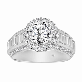 Unique Edge LADIES RING 3 3/4CT ROUND/BAGUETTE DIAMOND 14K WHITE GOLD (CENTER STONE ROUND DIAMOND 1 1/2CT )