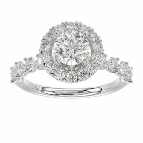 LADIES SEMI MOUNT RING 1.00CT ROUND DIAMOND 14K WHITE GOLD  (SI QUALITY) (CENTER STONE 1.00CT ROUND DIAMOND) Bold Detailing