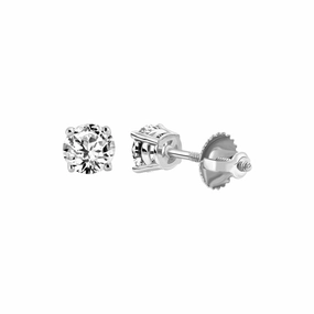 Dainty Edge Iconic Feel LADIES SOLITAIRE EARRINGS 0.25CT ROUND DIAMOND 14K WHITE GOLD