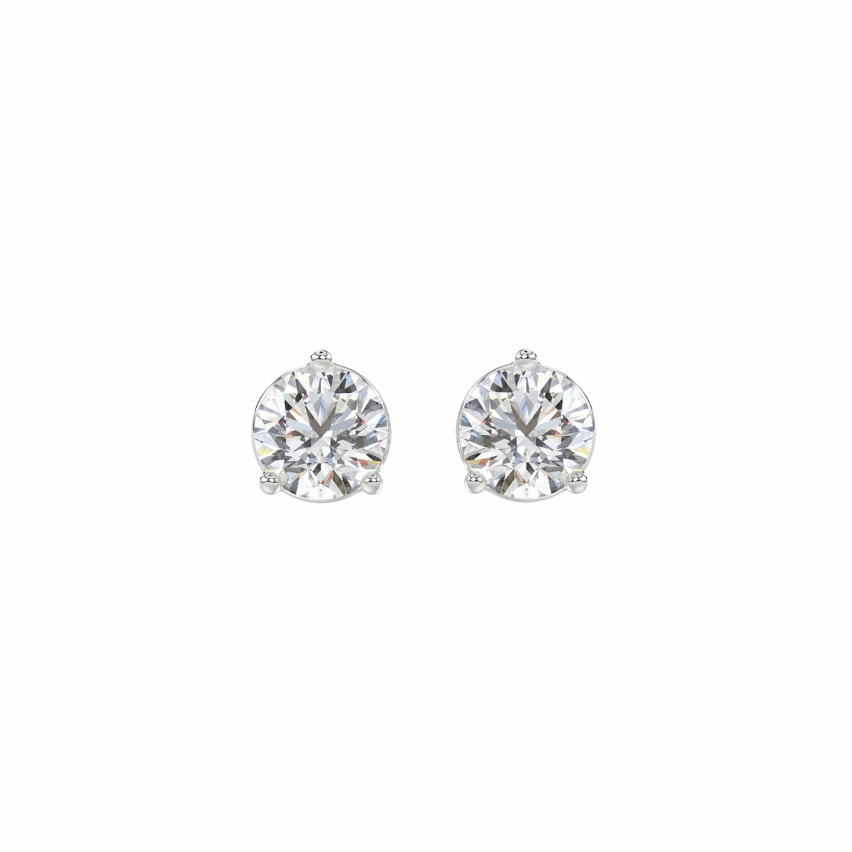 Dynamic Shape Refined Accessory LADIES SOLITAIRE EARRINGS 1 1/2CT ROUND DIAMOND 14K WHITE GOLD