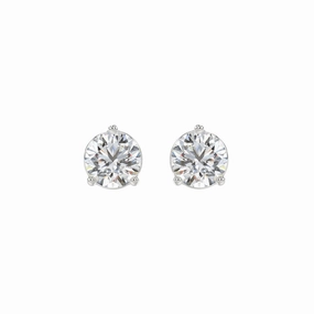 LADIES SOLITAIRE EARRINGS 2 1/2CT ROUND DIAMOND 14K WHITE GOLD Exquisite Detailing Contemporary Detail