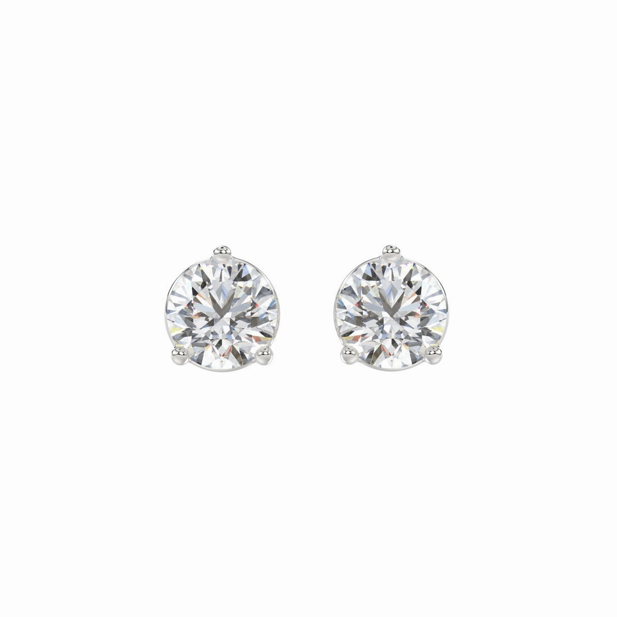 LADIES SOLITAIRE EARRINGS 2 1/2CT ROUND DIAMOND 14K WHITE GOLD Exquisite Detailing Contemporary Detail