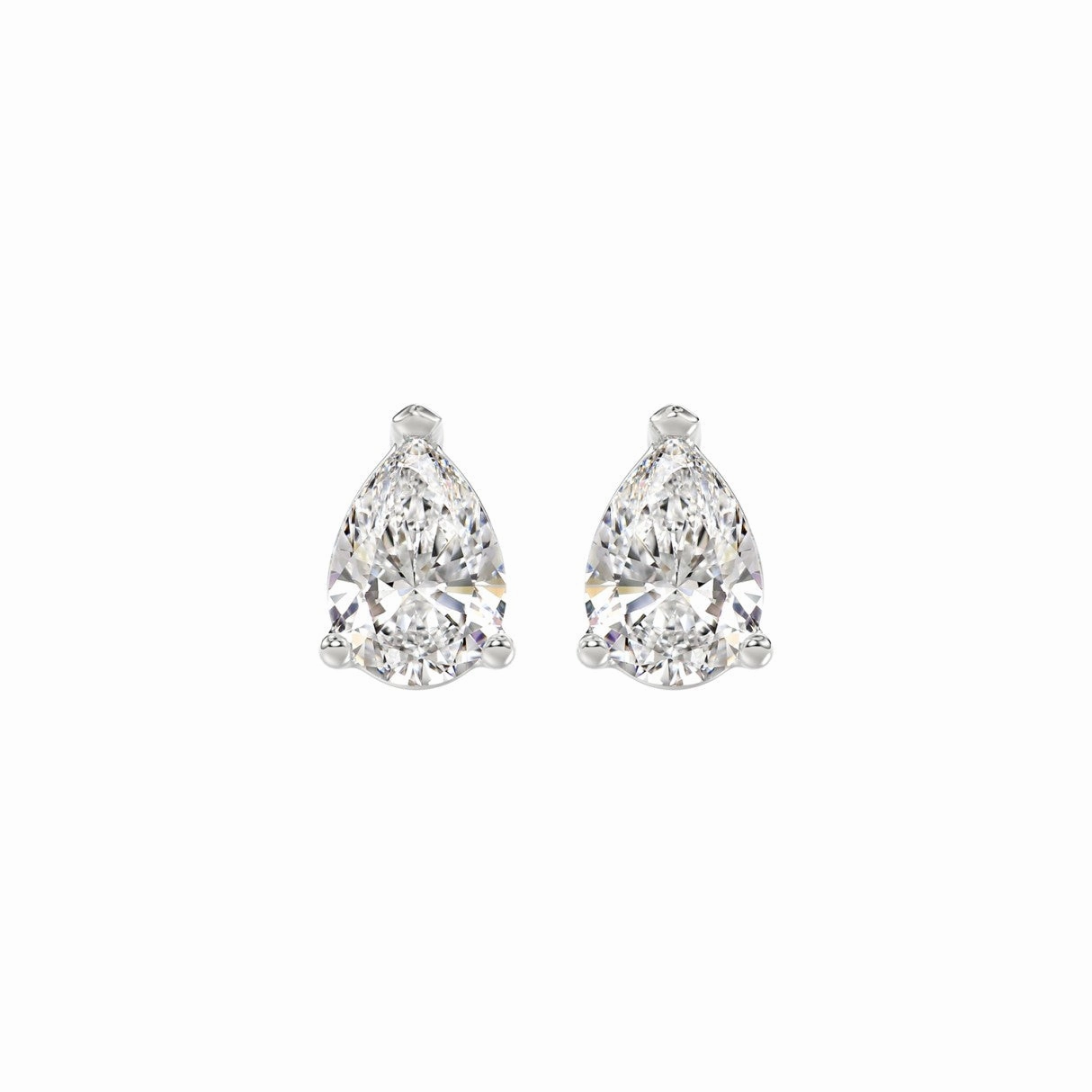 LADIES SOLITAIRE EARRINGS 2CT PEAR DIAMOND 14K WHITE GOLD Vintage feel Styled Accent