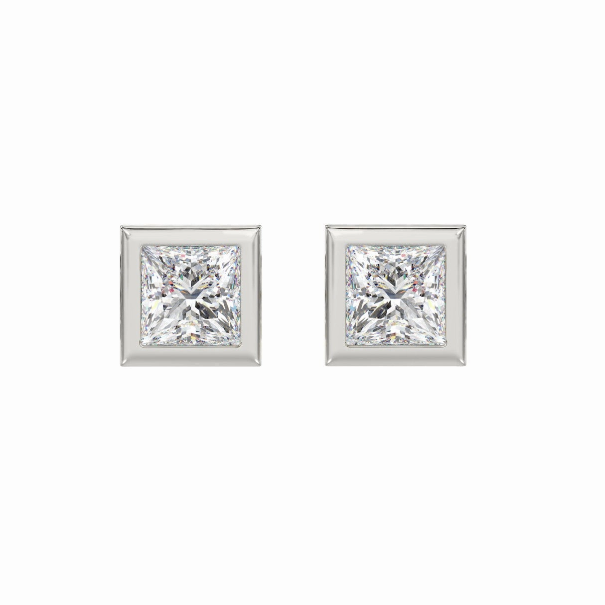 Daily Outfit LADIES SOLITAIRE EARRINGS 3CT PRINCESS DIAMOND 14K WHITE GOLD