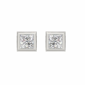 Daily Outfit LADIES SOLITAIRE EARRINGS 3CT PRINCESS DIAMOND 14K WHITE GOLD