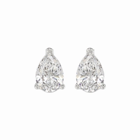 LADIES SOLITAIRE EARRINGS 4.00CT PEAR DIAMOND 14K WHITE GOLD Subtle Grace Luxury Line