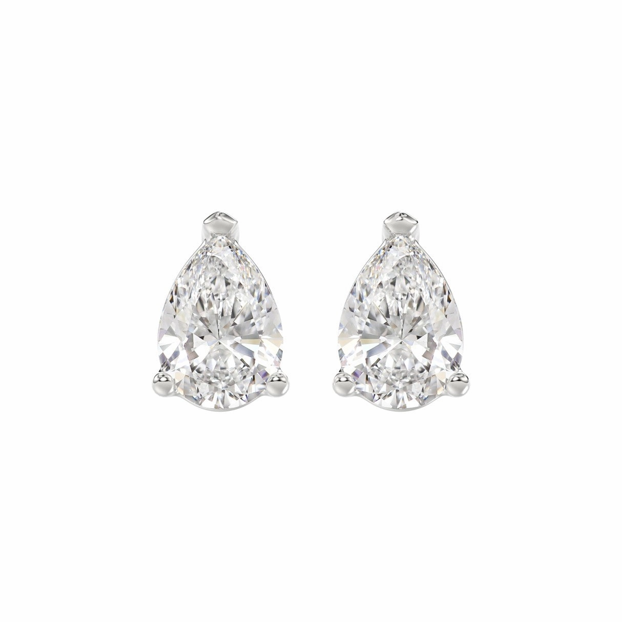 LADIES SOLITAIRE EARRINGS 4.00CT PEAR DIAMOND 14K WHITE GOLD Subtle Grace Luxury Line