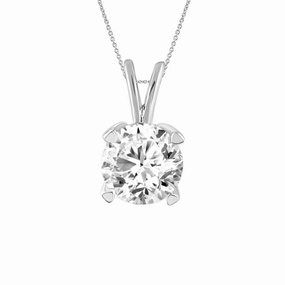 Minimalist Look refined design LADIES SOLITAIRE PENDANT WITH CHAIN 0.50CT ROUND DIAMOND 14K WHITE GOLD