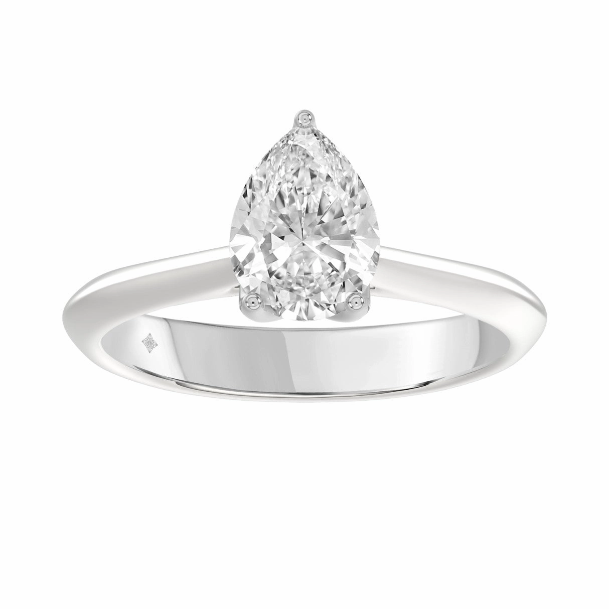 Retro Vibe LADIES SOLITAIRE RING 1 1/2CT PEAR DIAMOND 14K WHITE GOLD