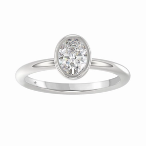 LADIES SOLITAIRE RING 1CT OVAL DIAMOND 14K WHITE GOLD (CENTER STONE OVAL DIAMOND 1CT ) Classic Sparkle Bright Pop