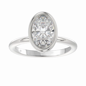 Chic Feature Layered Elegance LADIES SOLITAIRE RING 3CT OVAL DIAMOND 14K WHITE GOLD (CENTER STONE OVAL DIAMOND 3CT )