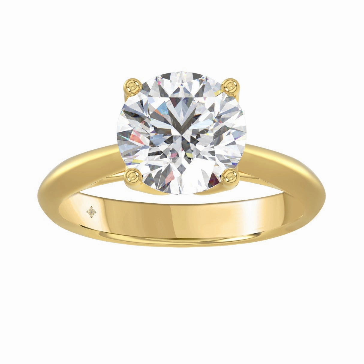 Refined Glow Clean Aesthetic LADIES SOLITAIRE RING 3CT ROUND DIAMOND 14K YELLOW GOLD