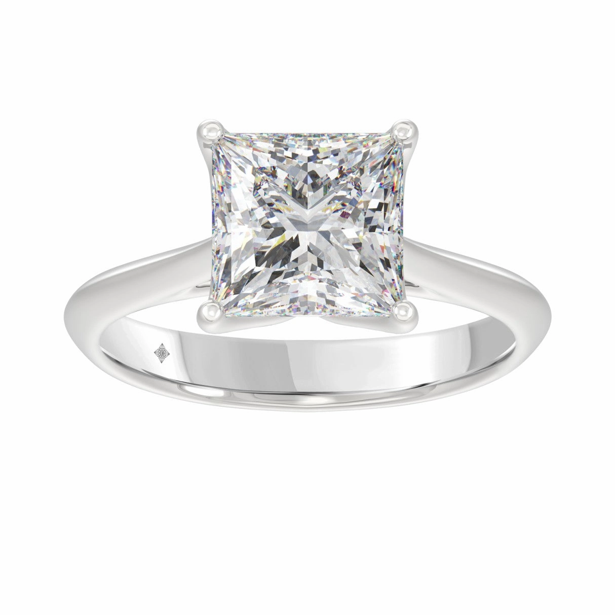 Expressive Accent Precious Shine LADIES SOLITAIRE RING 4CT PRINCESS DIAMOND 14K WHITE GOLD