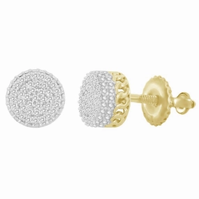 LADIES STUD EARRINGS 0.15CT ROUND DIAMOND 10K YELLOW GOLD Delicate Look Layer Ready