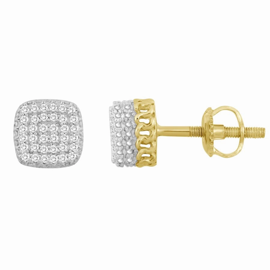 LADIES STUD EARRINGS 0.15CT ROUND DIAMOND 10K YELLOW GOLD Inspired Feature
