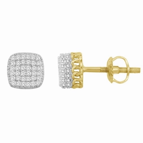 LADIES STUD EARRINGS 0.15CT ROUND DIAMOND 10K YELLOW GOLD Inspired Feature