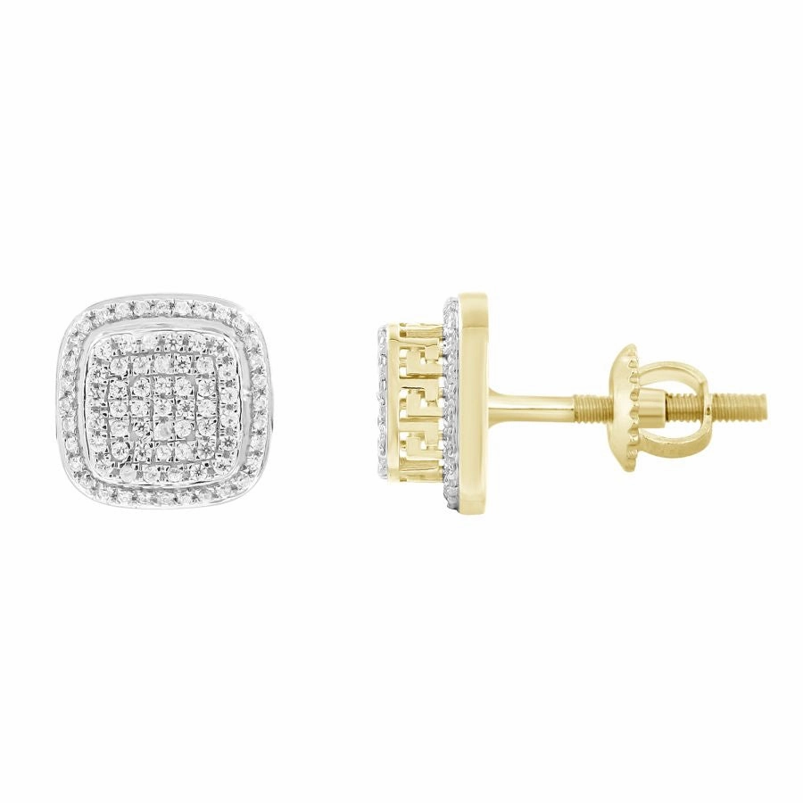 Color Match LADIES STUD EARRINGS 0.33CT ROUND DIAMOND 10K YELLOW GOLD