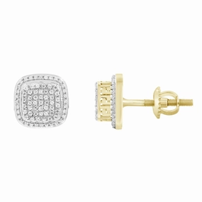 Color Match LADIES STUD EARRINGS 0.33CT ROUND DIAMOND 10K YELLOW GOLD