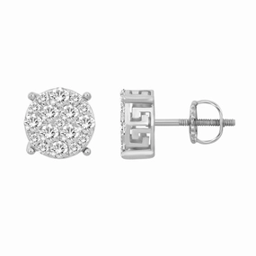 Artistic Edge LADIES STUD EARRINGS 1.00CT ROUND DIAMOND 10K WHITE GOLD