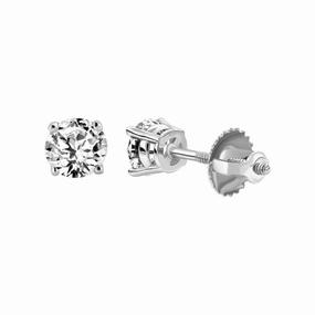 Sleek Radiance Impressive Craft LADIES STUD EARRINGS 2.00CT ROUND DIAMOND 14K WHITE GOLD