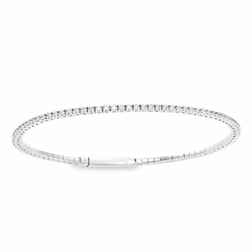 LADIES TENNIS FLEXIBLE BANGLE 0.75CT ROUND DIAMOND 14K WHITE GOLD Glam Look Iconic Feature