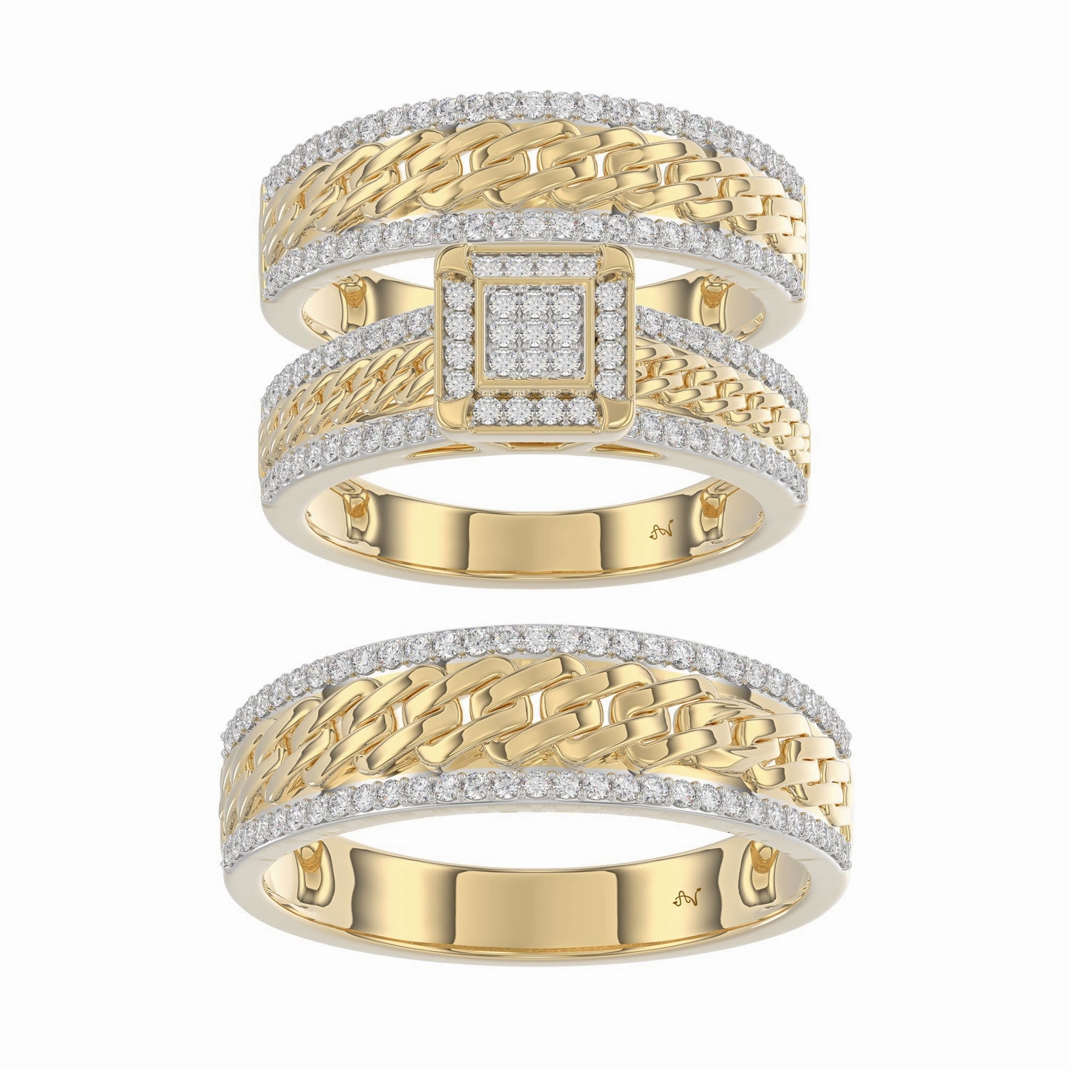 Fashion Sparkle Effortless Glimmer LADIES TRIOS SET 0.50CT ROUND DIAMOND 10K YELLOW GOLD