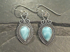 Polished Elegance Larimar, Sterling Silver Earrings