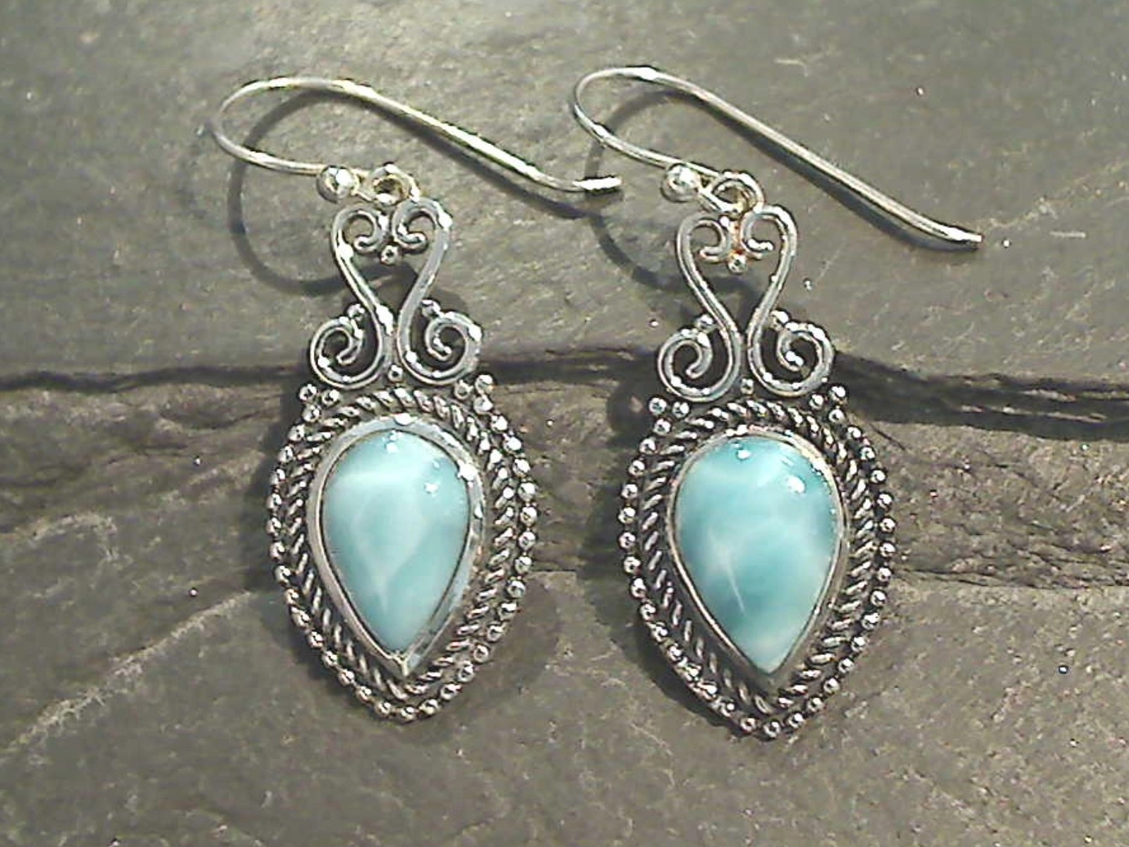 Polished Elegance Larimar, Sterling Silver Earrings