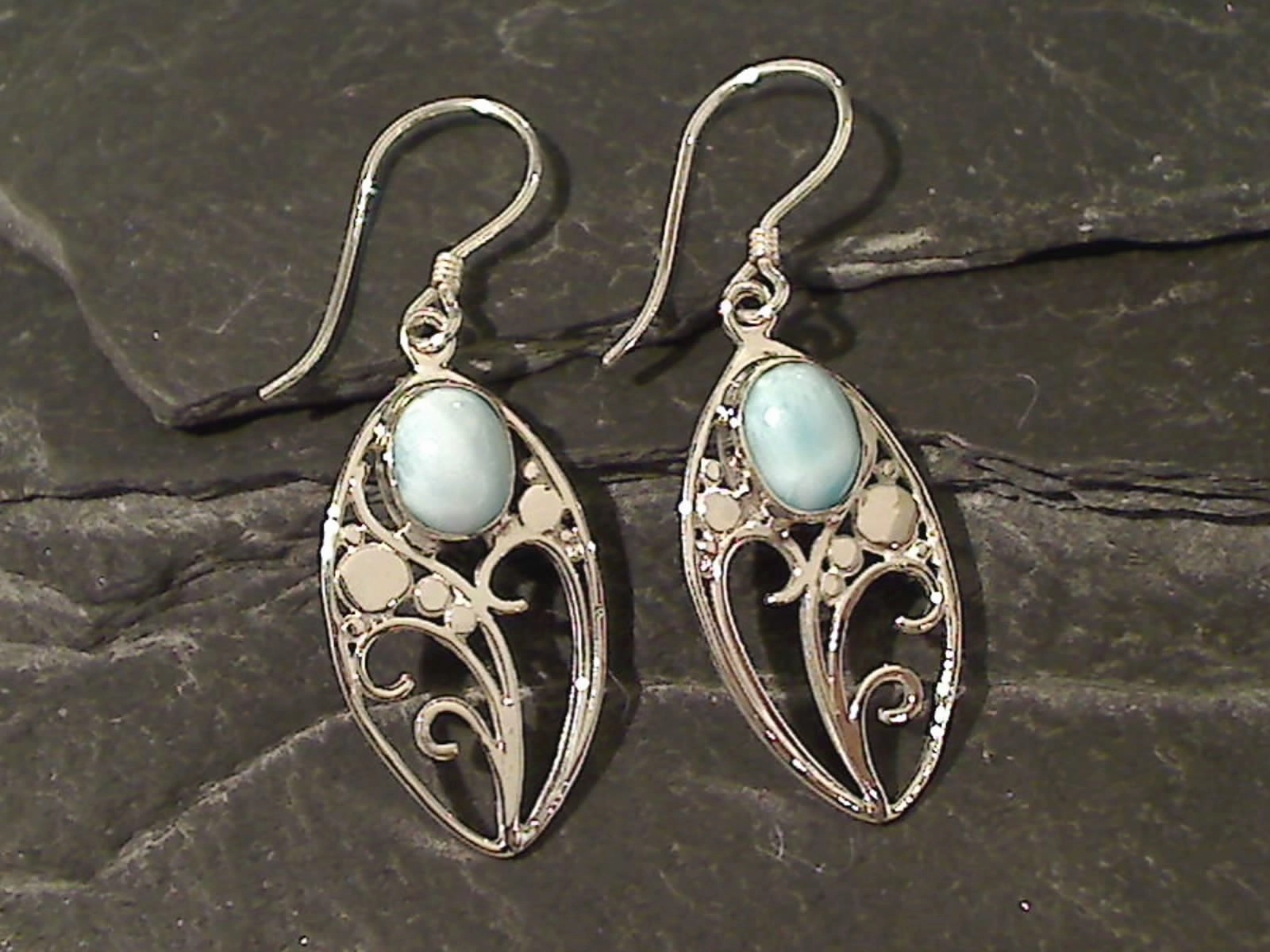 Larimar, Sterling Silver Earrings Wedding guest