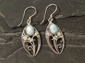Larimar, Sterling Silver Earrings Wedding guest