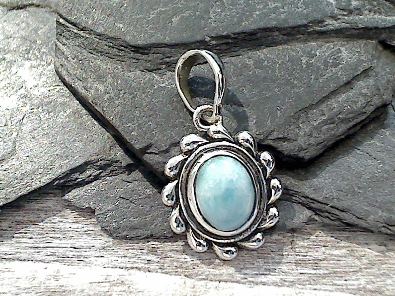 Fashion Glow Larimar, Sterling Silver Small Pendant