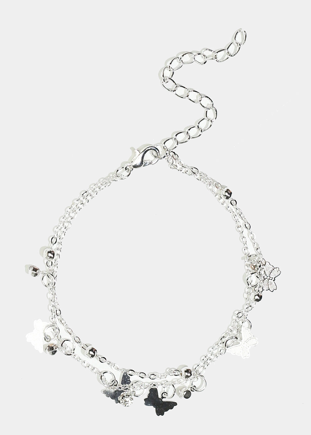 Layered Butterfly Charm Anklet Elegant Line Beauty Element