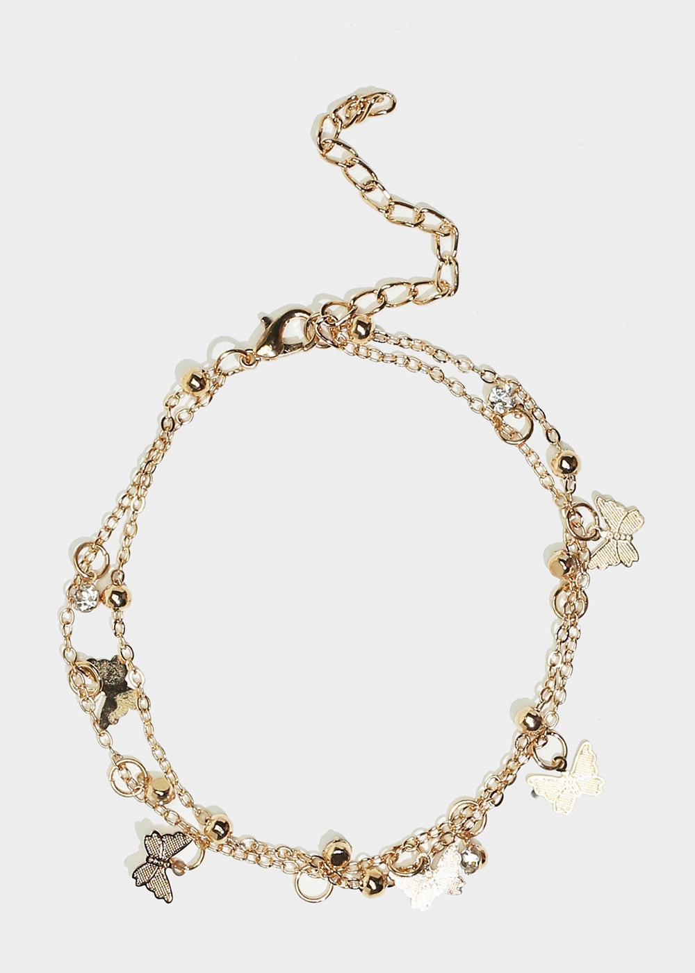 Layered Butterfly Charm Anklet Formal Set
