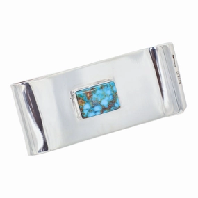 Seasonal Edge Leonard Nez Navajo Handmade Sterling Silver Turquoise Money Clip