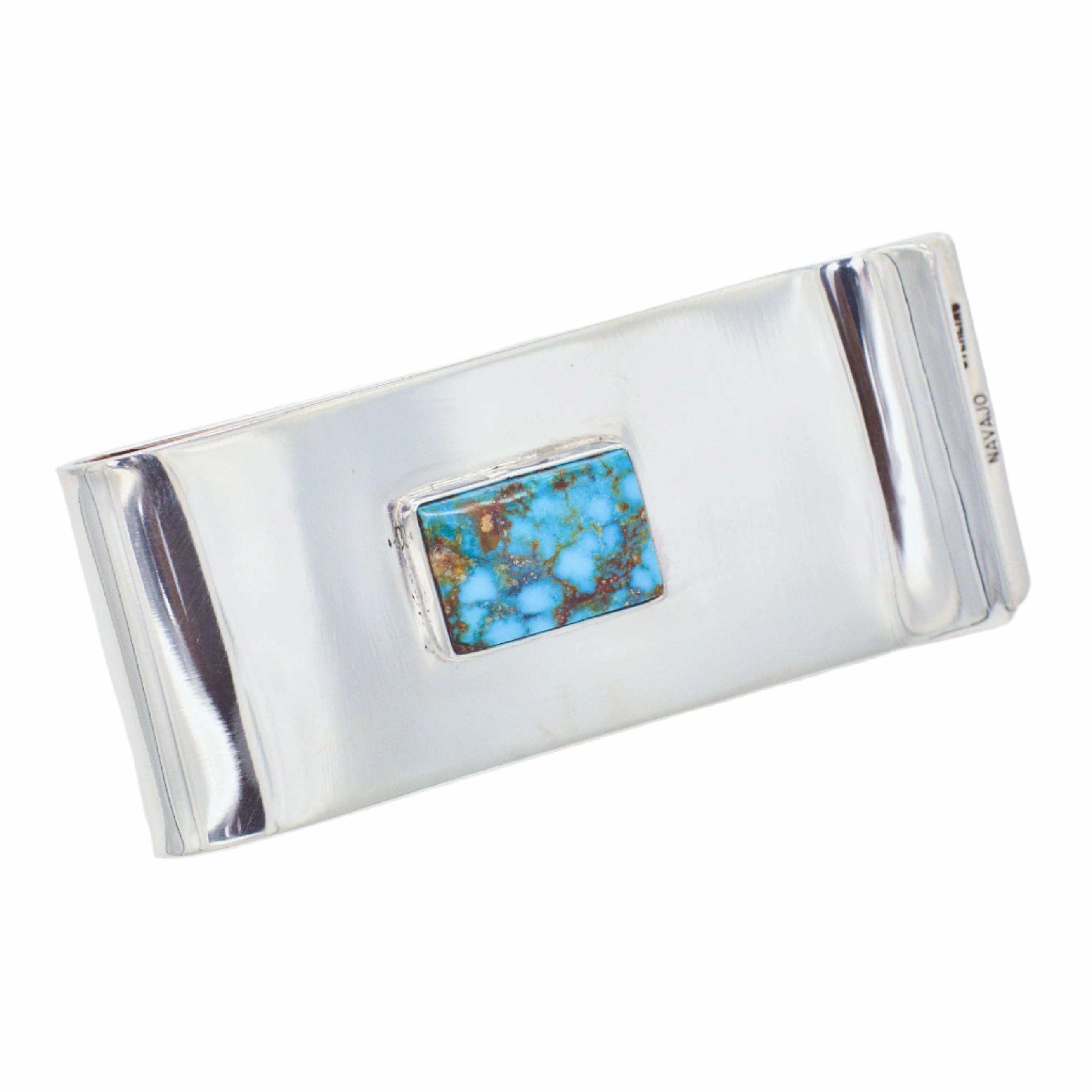 Seasonal Edge Leonard Nez Navajo Handmade Sterling Silver Turquoise Money Clip