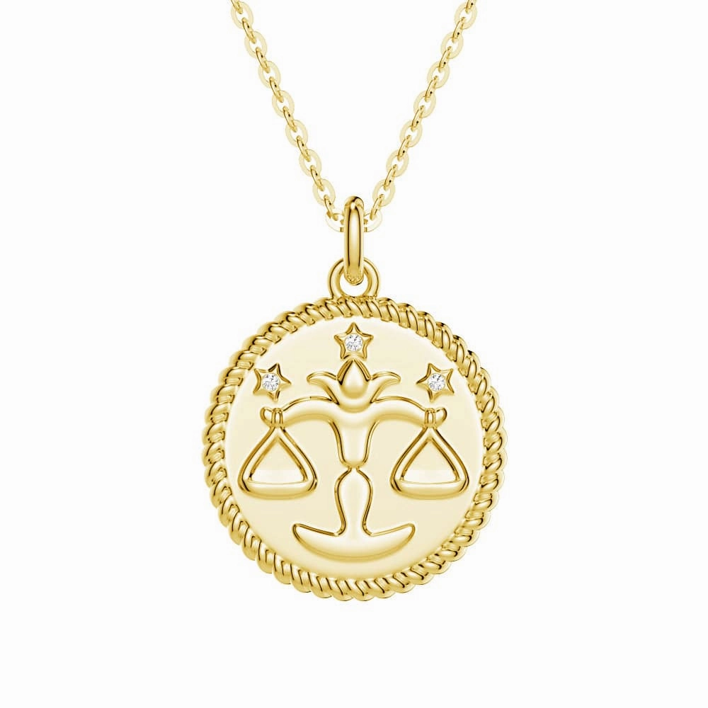 Workwear Style Modern Attire Libra Constellation Lab Grown Diamond Birthstone Pendant Necklace