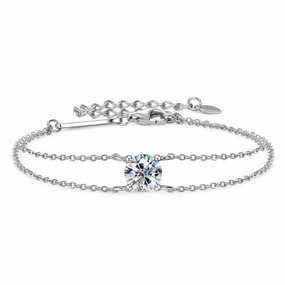 Louily Moissanite Excellent 4 Prongs Round Cut Bracelet Evergreen Vision Maximalist Energy