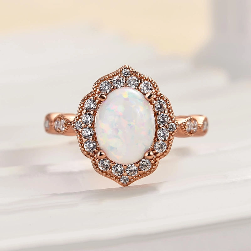 Louily Vintage Rose Gold Oval Cut Opal Engagement Ring In Sterling Silver Personal Touch