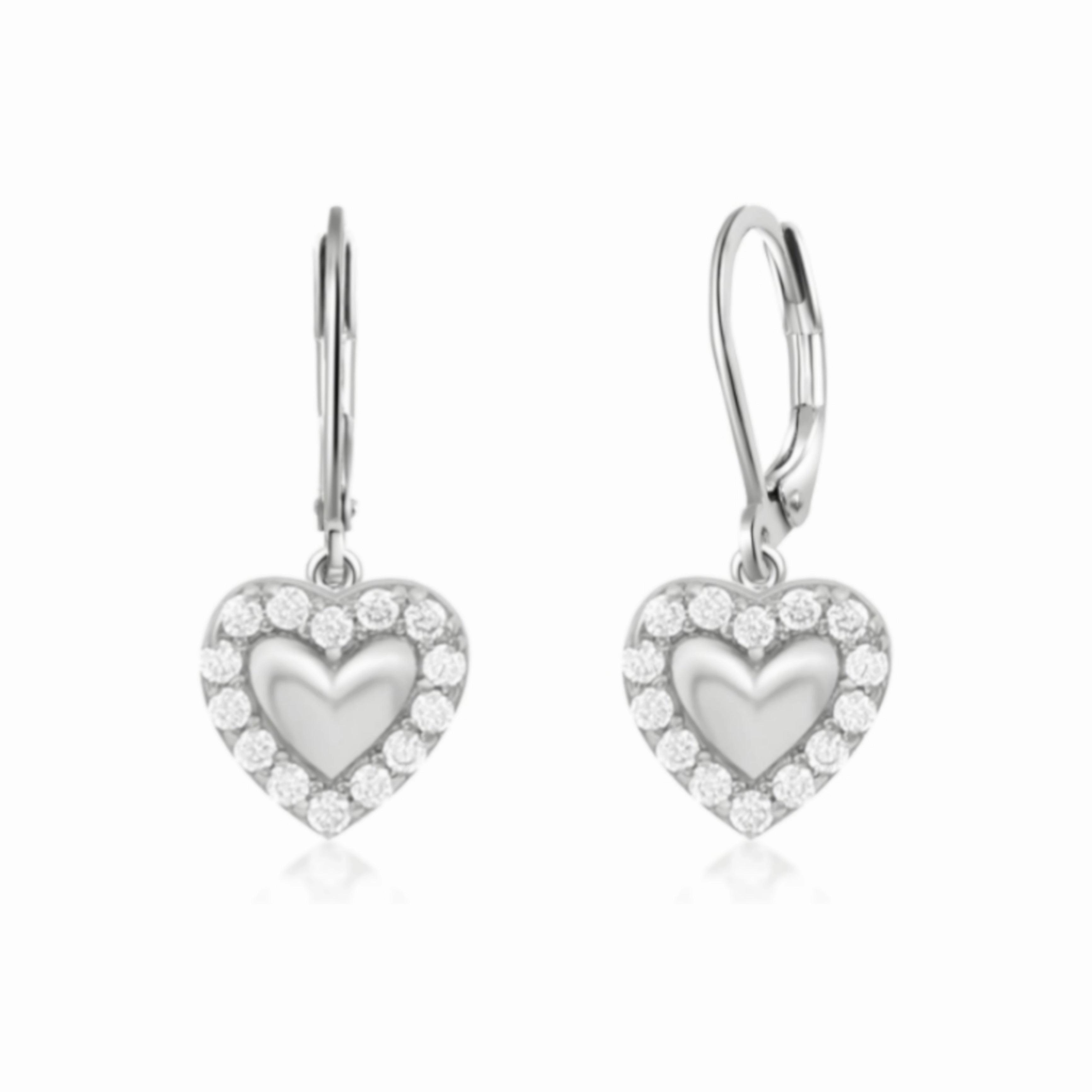 Dazzling Craft Everyday Mood Surgical Steel Puffy Heart With CZ Outline Earrings